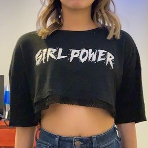 Girl power black crop top